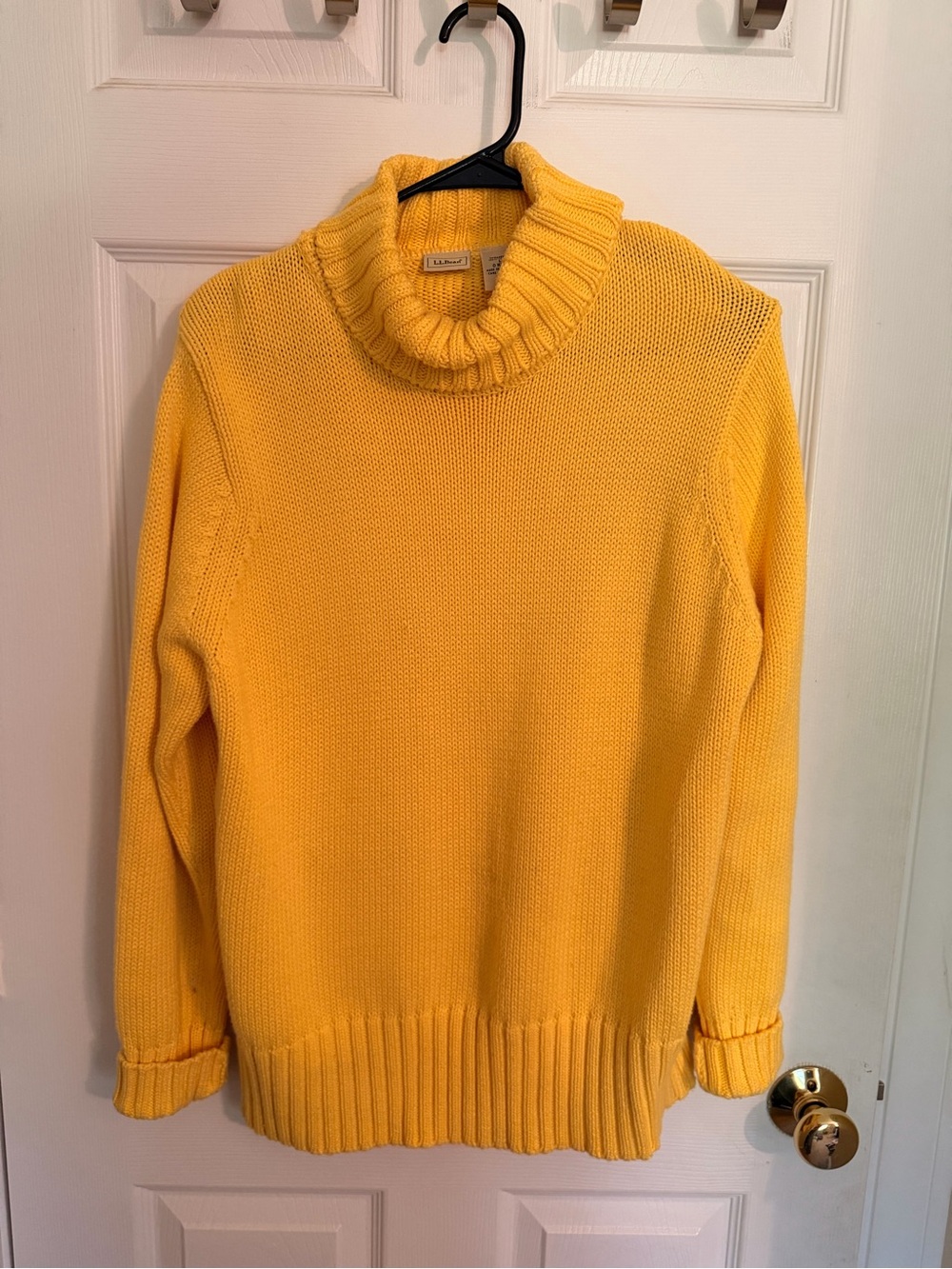 L.L. Bean Sunny Yellow Ribbed Turtleneck Sweater